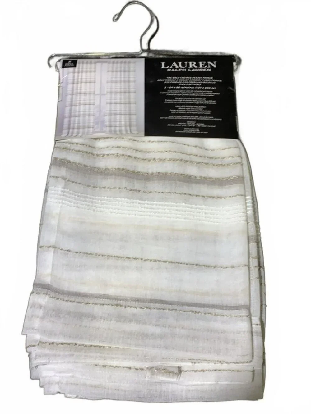 Ralph Lauren Merigold Natural Sheer Curtain Woven Stripe Drape 54